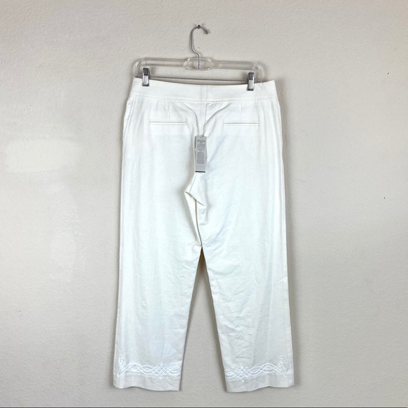 Lillie Rubin Pants Linen Embroidered Cropped - Picture 6 of 9